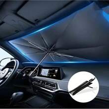 Cubierta solar del parabrisas del automóvil de 1 pieza, protector solar reflectante plegable para la ventana delantera del automóvil protege el vehículo de los rayos UV y el calor, mantiene el vehículo fresco, adecuado para la mayoría de los vehículos - Negro - Ver 2
