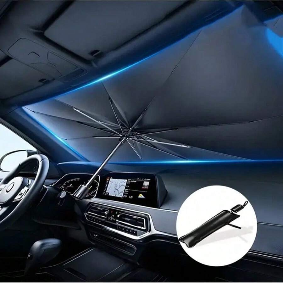 Cubierta solar del parabrisas del automóvil de 1 pieza, protector solar reflectante plegable para la ventana delantera del automóvil protege el vehículo de los rayos UV y el calor, mantiene el vehículo fresco, adecuado para la mayoría de los vehículos
