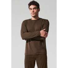 Alo Yoga Conquer Reform Crewneck Long Sleeve - Lunar Grey |  | Men Outdoor Hoodies & Sweatshirts - 濃縮咖啡 - 查看 5