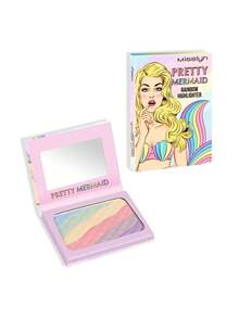 MISSLYN-PRETTY MERMAID RAINBOW HIGHLIGHTER, Shimmer, Pigment Rich & Silky Formula, Natural Glow, Illuminator Highlighter, Lightweight, Multi-Color Highliter, Lightweight, Professional Natural Glow Facial Highlighters - PRETTY MERMAID - 查看 9