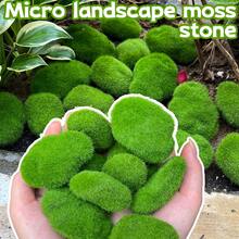 5 Stücke künstliche grüne Moosfelsen, Kunstmoos Steine Ornamente für Heim, Garten, Hochzeit, DIY Miniatur Landschaftsdekoration, kleine Größe 4*5cm / 5*7cm