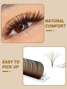 CoMango 12 Rows C/D Curl Deep Brown Eyelash Extensions 0.07mm Mixed 8-15mm Mink Lashes, High Quality Natural Color Korean Style Eyelashes - Brown - View 6