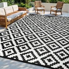 2Pcs/Set Modern Area Rug Portable - Waterproof, Machine Washable, Outdoor Rug For RV, Patio, Backyard, Deck, Picnic, Beach, Trailer, Camping - Durable, Easy To Clean, Perfect For Indoor And Outdoor Use