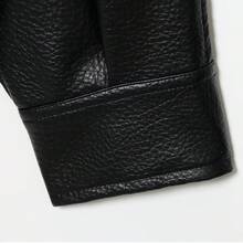 Áo khoác da nữ dáng rộng mùa thu đông, áo khoác mô tô thời trang đường phố, màu trơn với túi khóa kéo màu đen. - màu đen - Xem 11