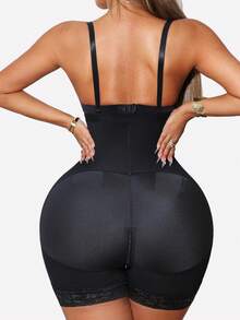 1pc Shapewear Tummy Control Body Shaper Side Zipper Open Bust For Ladies Daily Life Women Butt Lift Jumpsuit - Black - View 2