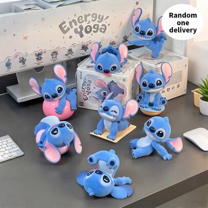 Miniso Figura de colección Stitch Vitality Yoga Blind Box, con una exquisita artesanía que crea formas encantadoras de Stitch, combinadas con detalles de elementos de yoga, material de PVC y felpa, adecuado tanto para colección como para decoración (1 pieza entregada al azar)