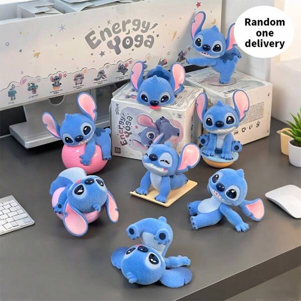 Miniso Figura de colección Stitch Vitality Yoga Blind Box, con una exquisita artesanía que crea formas encantadoras de Stitch, combinadas con detalles de elementos de yoga, material de PVC y felpa, adecuado tanto para colección como para decoración (1 pieza entregada al azar)