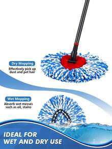 1/3 đầu lau xoay thay thế, phù hợp với cây lau nhà xoay, đầu lau có thể giặt và bền, sử dụng được cả khô và ướt, đầu lau bụi, dễ vệ sinh, dụng cụ vệ sinh, phụ kiện vệ sinh - Nhiều màu - Xem 4