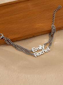 Pulsera personalizada con nombre, pulsera personalizada con doble nombre, pulseras para mujer, joyería de acero inoxidable, pulsera única de doble capa con nombre, pulsera simple para mujer, pulsera personalizada para parejas, regalo de cumpleaños para ella, recuerdo de fiesta, regalo de festival - Multicolor - Ver 6
