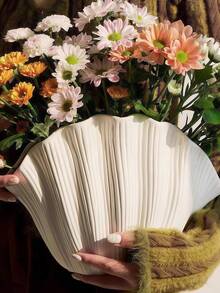 1pc Wavy Shell Vase, Decorative Vase, Home/Desk Decor - Multicolor - View 3
