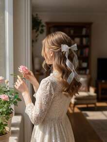 1个/3个极光蝴蝶结发夹、珍珠发夹和鸭嘴夹，甜美洛丽塔风格女孩发饰，舞台摄影化妆道具 - 彩色 - 查看 3