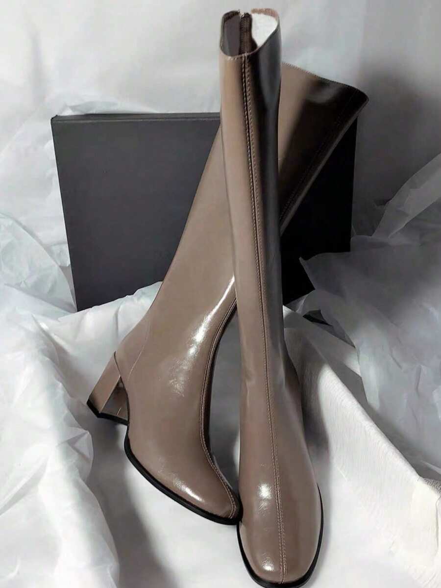 2025 New Leather Thigh-High Boots, Knee-High Boots, Classic Boots, Fall, Winter, Autumn, Elegant Korean Style Slim Fit Heeled Boots,Party