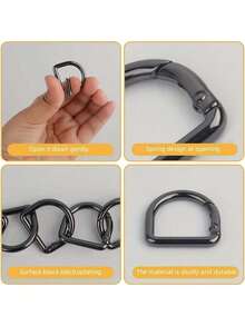 2/1个D形弹簧线圈钥匙圈金属半圆连接环包包配件可打开D形环扣，适用于绳索和钥匙链 - 彩色 - 查看 5