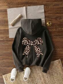 Funny Print Thermal Lined Pullover Sweatshirt Sweatshirt For Young Girls, Warm & Comfortable For Autumn/Winter - Dark Grey - View 2