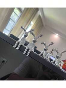 1pc Modern Silver Decorative Rabbit Figurine, Multipurpose Decor For Home, Kitchen, Office, Shelves, Desks, Vanities,Home Decor,Kitchen Decor Decor,Room Decor,Christmas Decor,Party Decor,Decorative Crafts,Desk Ornaments,Table Decorative Ornaments,Party Gift Decorations,Christmas Decorations,Christmas Gift. - Silver - View 12