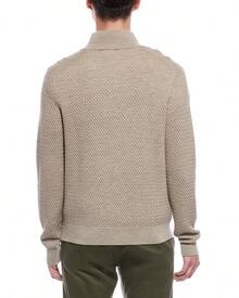Bruno Magli Textured 1/4-Zip Merino Wool Mock Neck Sweater - Brown - View 3