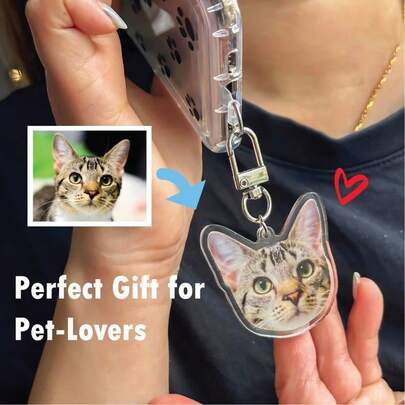 Customized Pet Cat/Dog Phone Case & Charm, Gift For Cat Lovers, Customized Cat Photo, Memorial Gift For Lost Cats, Cat Phone Charm, Cat Memorial Gift