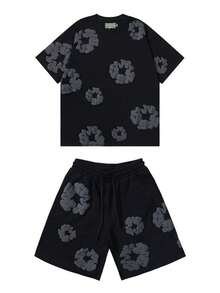 Foam Donut Printed Kapok Short-Sleeved Casual T-Shirt Cover For Men WomenNew Style - 黑色 - 查看 1