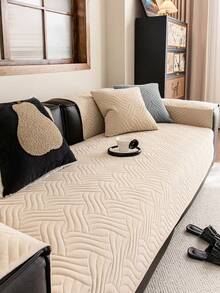 1 pezzo Cuscino per divano impermeabile con motivo geometrico 3D a tinta unita, stile minimalista, retro antiscivolo, adatto agli animali domestici, morbido e multifunzionale, anti-sporco e anti-polvere, copridivano decorativo per le vacanze, adatto per schienale, braccioli, universale, adatto per tutte le stagioni - Cachi - Visualizzare 6