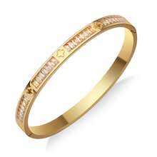 1条18K镀金不锈钢四叶草扣手链，镶嵌水钻，搭配同款四叶草合金手链，不锈钢四叶草手链钉，时尚叠戴日常配饰，音乐节礼物 - 金色 - 查看 7