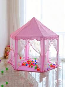 1 szt. Duży namiot z bajkowym zamkiem księżniczki, dziewczęcy, duży, sześciokątny teatrzyk, różowy motyw/trwały, idealny prezent urodzinowy lub świąteczny, domek do zabawy wewnątrz/na zewnątrz, zamek ogrodowy, składany, przenośny namiot, namiot kempingowy, odpowiedni dla dzieci od 1 roku życia, sześciokątny domek do zabawy dla niemowląt, dekoracja świąteczna, prezent na Halloween i Wielkanoc