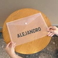 1pc Customized Engraved A4 File Folder, Customized Morandi Color Button Sealed Plastic File Bag - Laser Engraved - Suitable For DIY And A4 Size, Soft Material, Easy To Carry, Large Capacity, Can Hold Documents, Papers, Exams, Etc.; Office, Study, Daily Storage All Can Meet The Needs, Multi-Functional Scenarios, Suitable For Students, Business Office, Home, Back To School Season