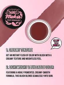 MISSLYN 闪亮摩卡丝绒腮红，乳霜转粉状质地，易于涂抹，持久显色，6 种色号可选，轻盈易晕染，高显色度，妆效精致，彩妆品牌，面部彩妆，适合女性和女孩，冬季必备，Y2K 风格，时尚百搭，生日礼物，情人节礼物，派对礼物，新年礼物，最佳颜色，无动物实验，纯素。 - #10 FRIGID ROSE - 查看 4