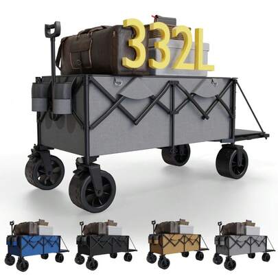 260L Handcart Foldable With Brakes Handcart Offroad Wide Tires Handcart Foldable Handcart Beach Cart Equipment Cart Transport Cart