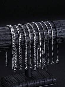 10/9/3pcs Punk Casual Hiphop Daily Style Fashionable Men's Simple Stainless Steel Twisted Chain Bracelet, Suitable For Casual, Commute, Daily Outfit