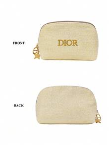 Dior 奢华金色材质化妆包礼盒套装，饰有金色箔印标志，采用高端面料，节日生日礼物，限量版女士化妆包 - 金色 - 查看 7