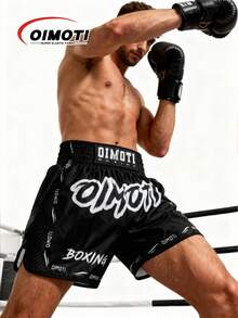 OIMOTI 1 pièce Pantalon d'entraînement de boxe ample et séchage rapide de la conception OIMOTI, short de boxe, de fitness, MMA homme respirant et élastique