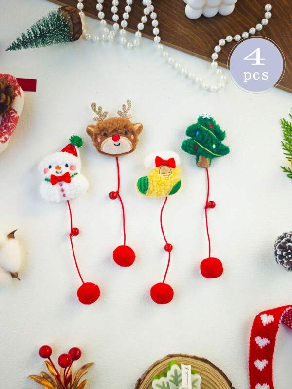 4 قطع ألعاب قطط من الفرو المنفوش مع أجراس، ألعاب تفاعلية للقطط للترفيه