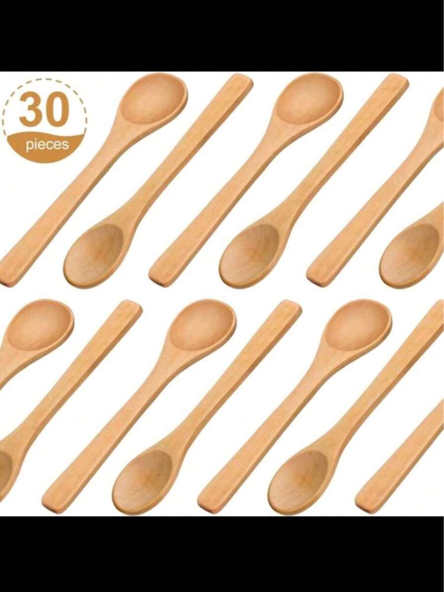 10pcs Wooden Long Handle Spoons For Eating Soup, Coffee, Honey, Jam And Other Condiments, Perfect For Family Coffee And Serving Creative Dishes, Lightweight And Convenient To Use Christmas Gift
