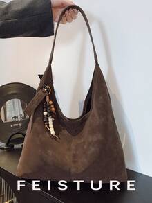 1 pieza Bolso de hombro de gran capacidad de mujer FEISTURE de piel de PU, con cierre magnético y colgante, adecuado para salidas diarias, citas y viajes