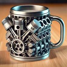 V6/V8 Engine Stainless Steel Cup - 16.91 Ounces - Durable 3D Reverse Personalized Mug - Perfect For Car Enthusiasts, Mugs, Mechanics, Baristas, Tea Lovers As Gifts. It's Suitable For Men's Birthdays, Christmas Gifts, And Also As A Living Room Decoration. It Can Be Regarded As An Art Piece - A Drinkware Decoration. - Bạc/V8 - Xem 8