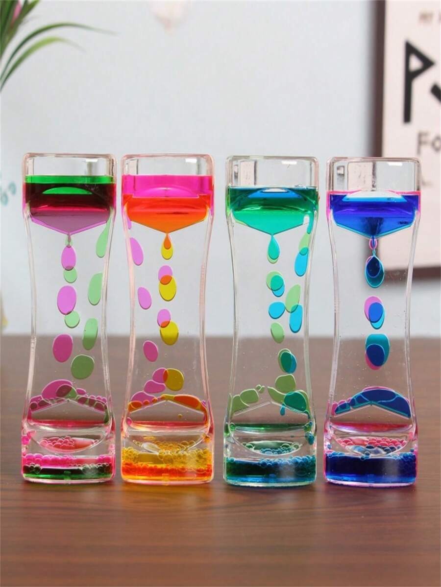 1 pieza Temporizador de líquido acrílico - Temporizador de gota de aceite de doble color - Temporizador decorativo para escritorio, estantería y mesita de noche - Sin batería - Regalo único para el Día de la Madre y el Día de San Valentín