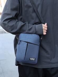 大容量时尚男士单肩斜挎包，多功能可调节肩带，拉链封口，多隔层实用收纳男士包，节日必备 - 藍色 - 查看 4