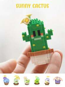 1 盆栽仙人掌积木，情人节礼物，生日礼物，DIY植物系列积木，桌面装饰，减压，缓解压力，家居收藏摆件，拼装公仔，办公桌面摆件，含2500+颗粒的礼品套装。 - 彩色 - 查看 8