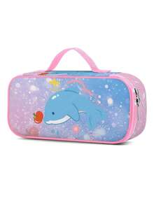 New Shark Pencil Case, Shark Fantasy Art Pencil Pouch, Zipper Compartment Polyester Pencil Bag, Animal Pattern Cosmetic Bag, Reusable Stationery, Back To School Supplies, Travel Makeup Bag, Suitable For Teenage Girls