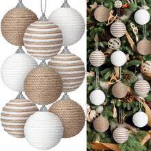 6 pièces Boules de Noël - Style Boho Ferme, Boules suspendues, Ornements rustiques neutres pour décorations d'arbre de Noël, couronnes de Noël, guirlandes, décoration de mariage d'hiver, décorations saisonnières pour la maison, thème de Noël campagnard vintage, accents de fête de Noël cosy, et projets d'artisanat rustique Décoration de maison Décorations de Noël Décoration de chambre