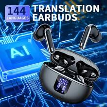 AI Translation Earphones Wireless Earbuds ANC&ENC With 144 Languages Real-Time TranslationBT 5.4 Earphones In Ear Transparency Mode Ear Buds With Dual Noise Cancelling Mic, Deep Bass Stereo Sound,LED Display Wireless Headphones,Suitable For All Smartphones Connection-Perfect For Running And Exercise, Business, Music, And Phone - Black - View 14