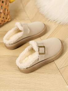 Dép thời trang trẻ em / Dép đi trong nhà/ngoài trời ấm áp lót bông cho trẻ em, size nhỏ hơn bình thường. - Màu be - Xem 4