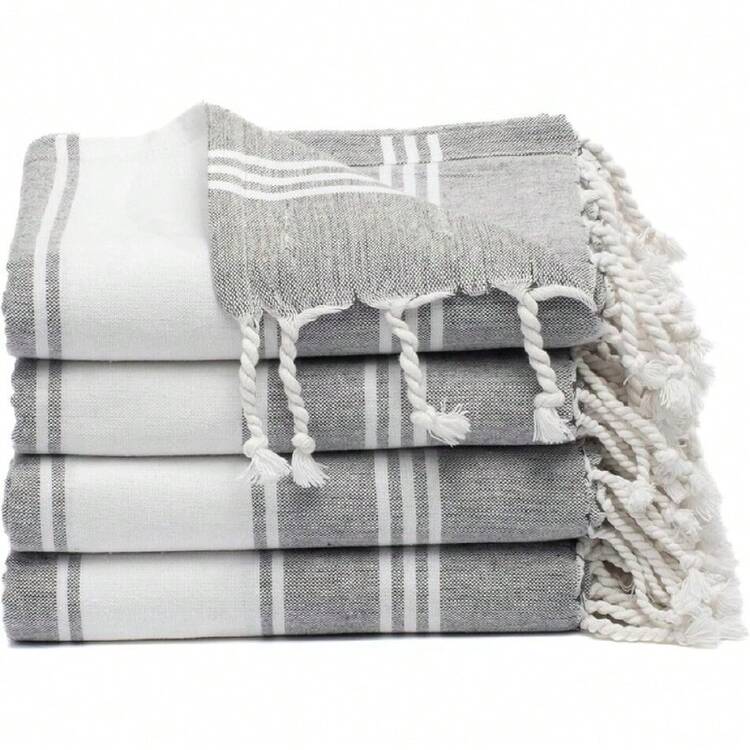 Cotton Turkish Beach Towel Towels Oversized 36"X72" Pool Absorbent Extra Large Quick Dry Sand Travel Towel (Grey, 4 Pack),26725257 - 深灰色 - 查看 1