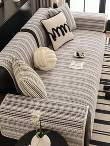 1件装自然灵感直边沙发套，宠物友好，防滑防刮，可机洗，耐用防褪色，全覆盖防滑耐磨，适用于单人/双人/三人/四人沙发，客厅和卧室适用 - 灰色 - 查看 3