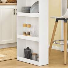 SoBuy FWT17-W, Kitchen Dining Table, Bar Table Coffee Table With 3-Tier Storage Rack, White - White - View 5