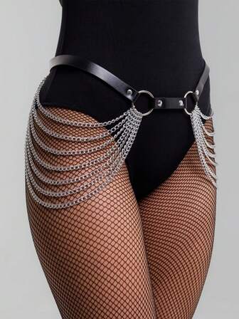 Corset Leather Belt With Chain Gothic Gothic Jewelry Body Chain Accessories For Party Dating