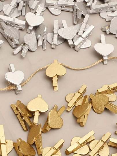 1/10/20pcs Heart-Shaped Wooden Clothespins, Postcard Clips, Photo Paper Peg Pin, Postcard Clips- Mini Decorative WoodenPegs For Crafts, Photos, Wedding Party Favors, DIY Decor, Clothes Pins, Drying Clothes & Hanging Postcards, Family Wedding Decoration Stationery Decoration