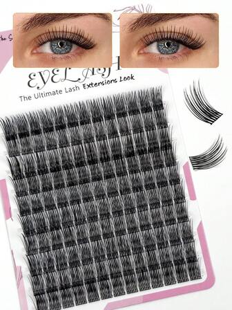 130pcs Natural & Thick False Eyelashes, DIY Individual Lashes, Makeup Tool For Halloween, Christmas, Beautiful Eye Makeup, Segmented Lash Clusters