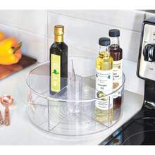Versatile Divided 9-Inch Clear Lazy Susan Organizer - For Bathroom, Kitchen, Pantry Storage & Everyday Organization - 標準 - 查看 9