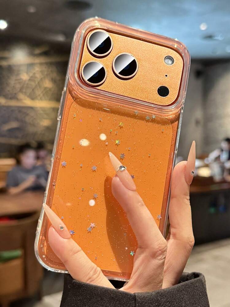Ốp lưng điện thoại trong suốt chống sốc, lấp lánh như sao, tương thích với iPhone 17 Pro Max, 17 Pro, 17 Air, 17, 12, 13, 14, 15, 16 Pro Max, 14 Plus, 15 Plus, 16 Plus, 11, họa tiết xoáy. - Những ngôi sao trong suốt - Xem 1